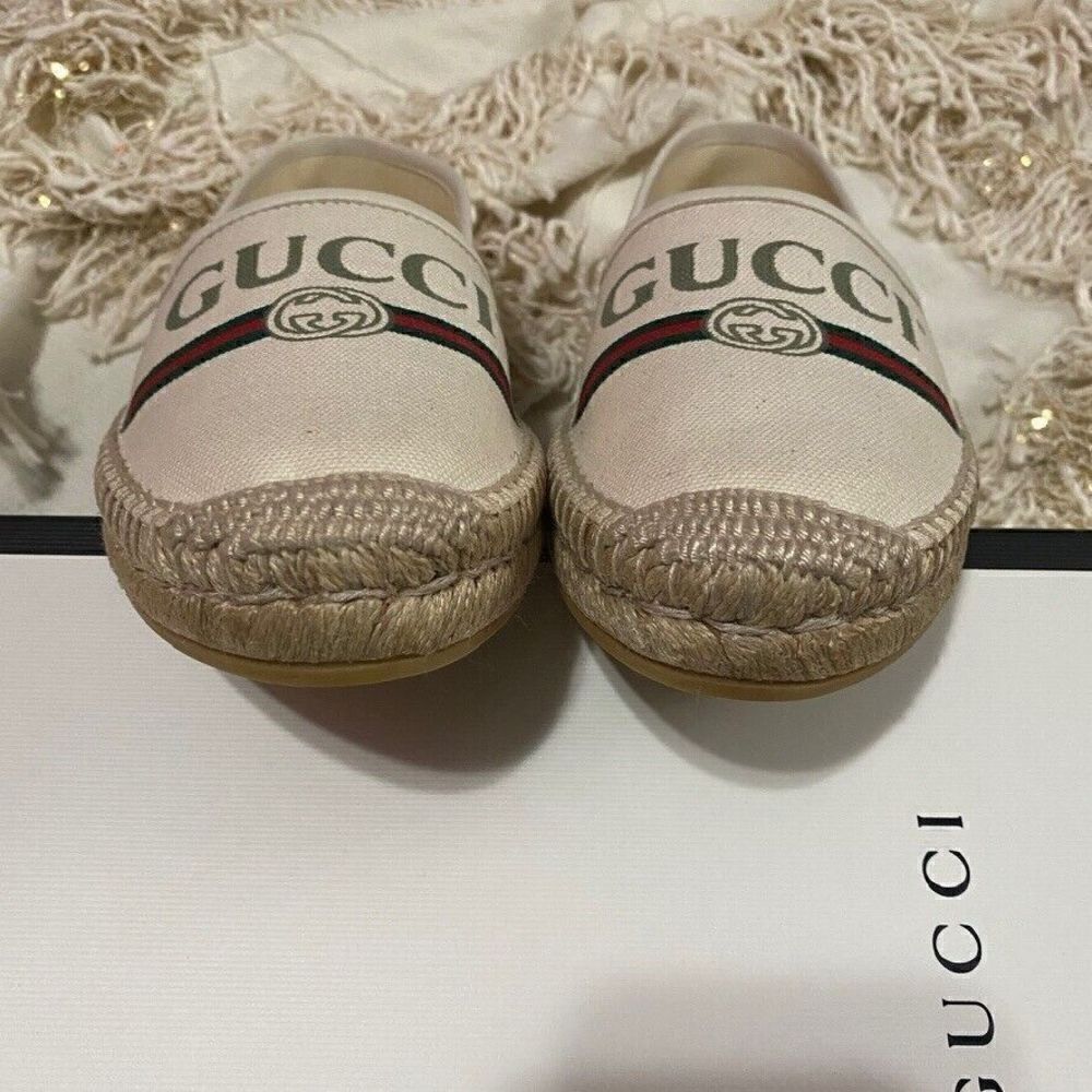 Gucci Logo Canvas Espadrilles Off-White EU 39.5 NEW - Picture 9 of 13